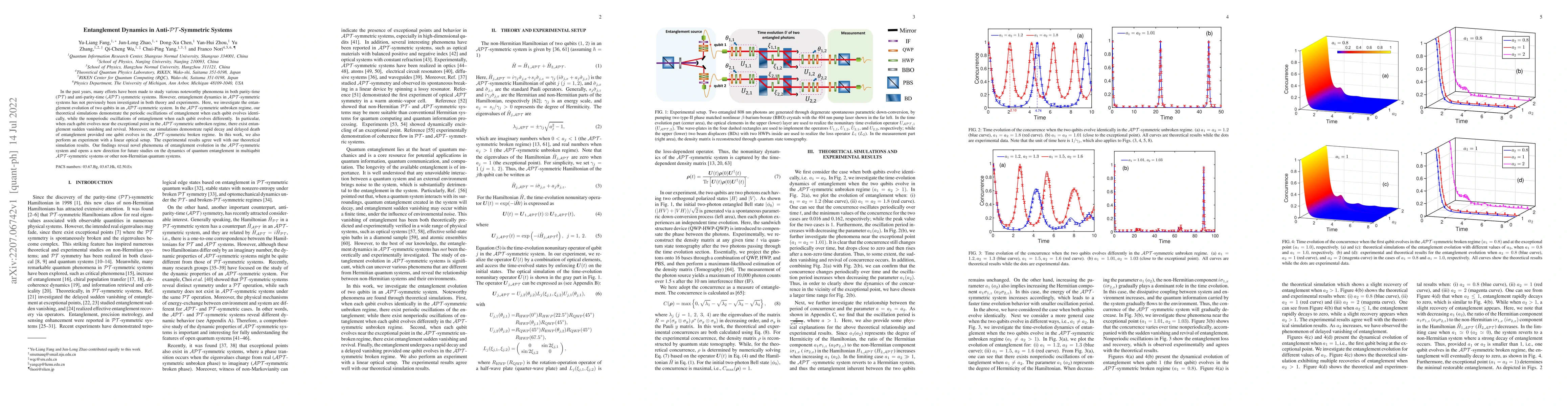 Thumbnail for Entanglement Dynamics in Anti-$\mathcal{PT}$-Symmetric Systems