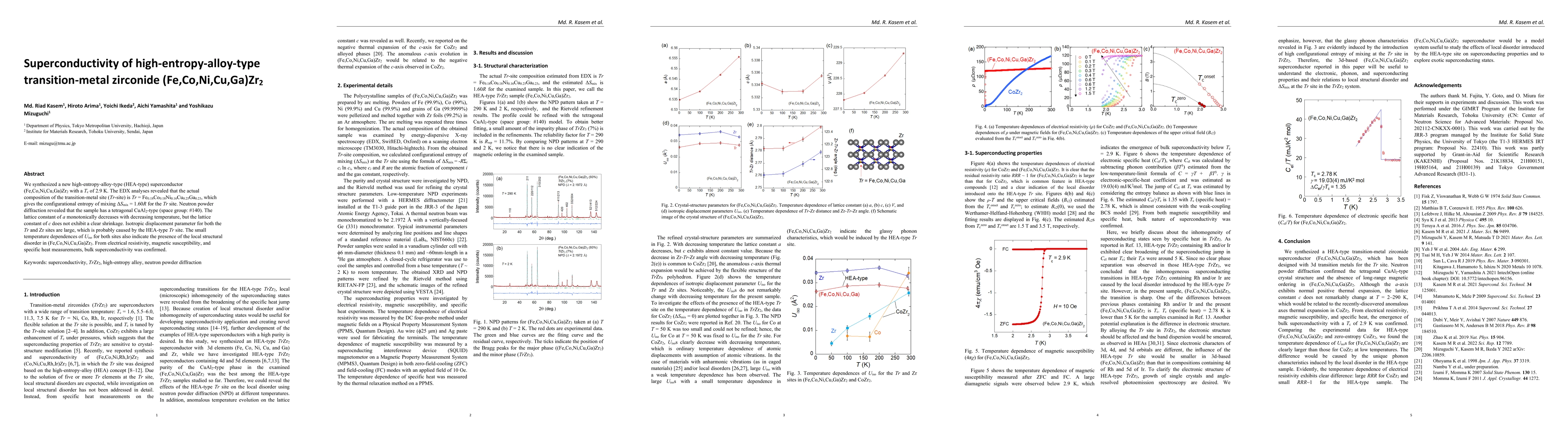 Thumbnail for Superconductivity of high-entropy-alloy-type transition-metal zirconide
  (Fe,Co,Ni,Cu,Ga)Zr2