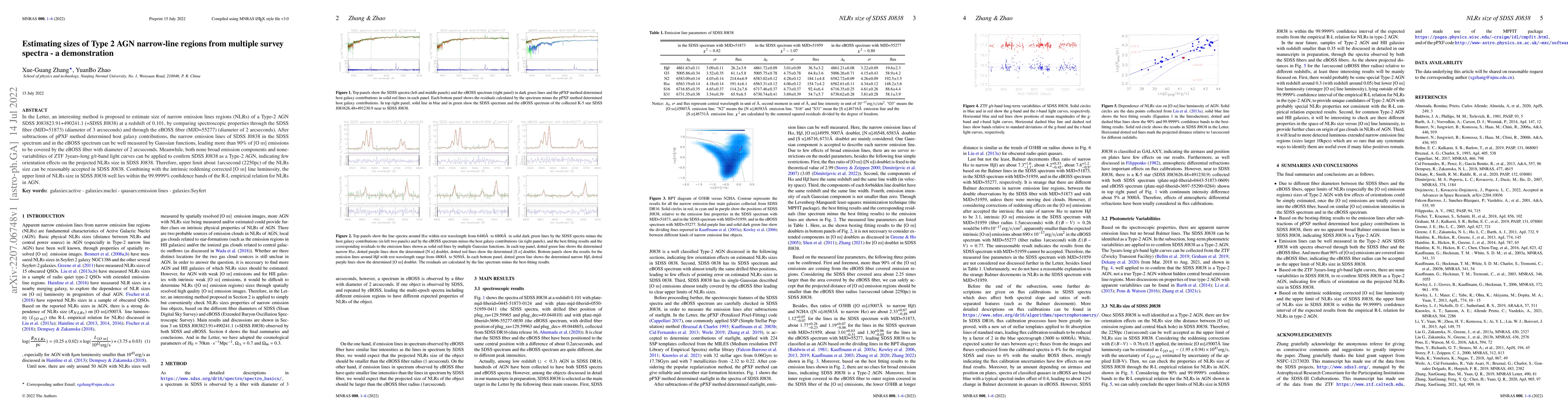 Thumbnail for Estimating sizes of Type 2 AGN narrow-line regions from multiple survey
  spectra -- a demonstration
