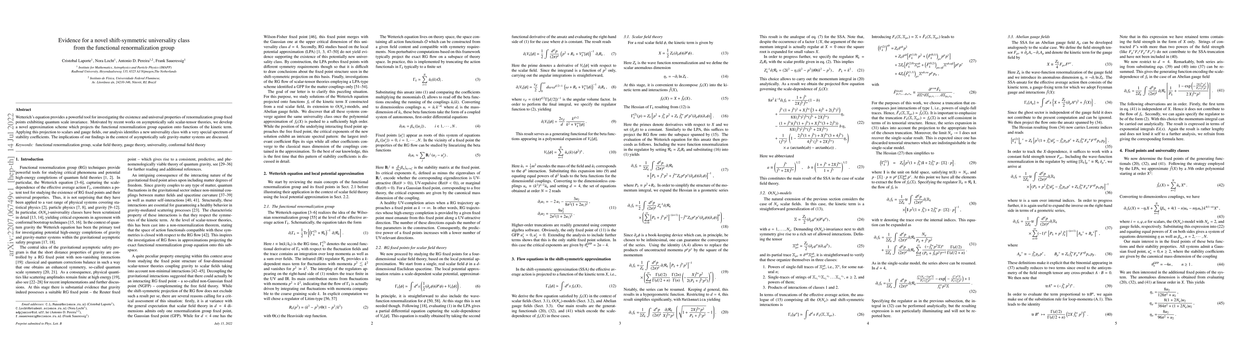Thumbnail for Evidence for a novel shift-symmetric universality class from the
  functional renormalization group