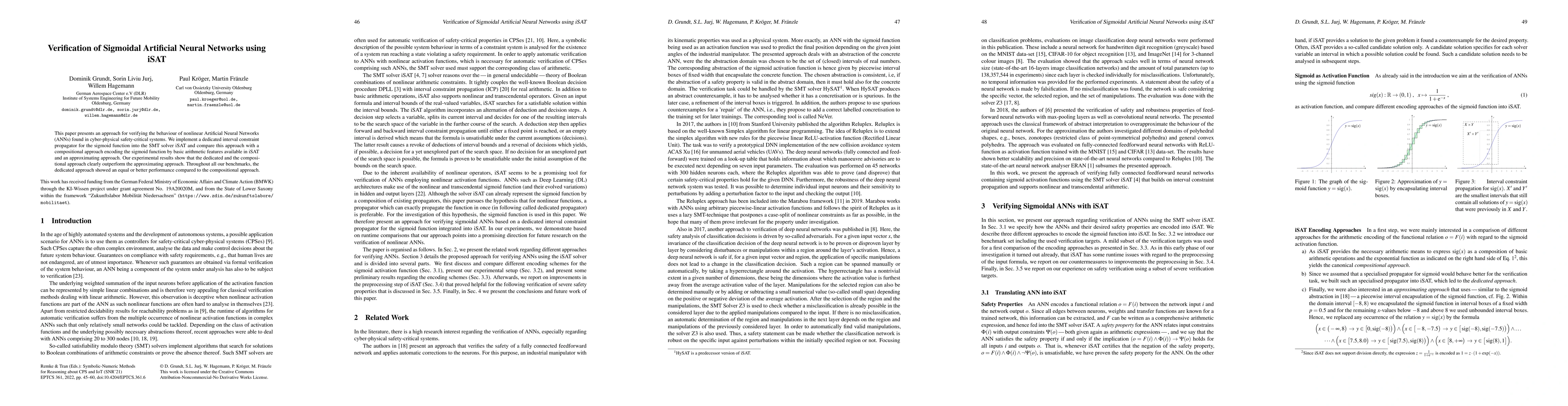 Thumbnail for Verification of Sigmoidal Artificial Neural Networks using iSAT