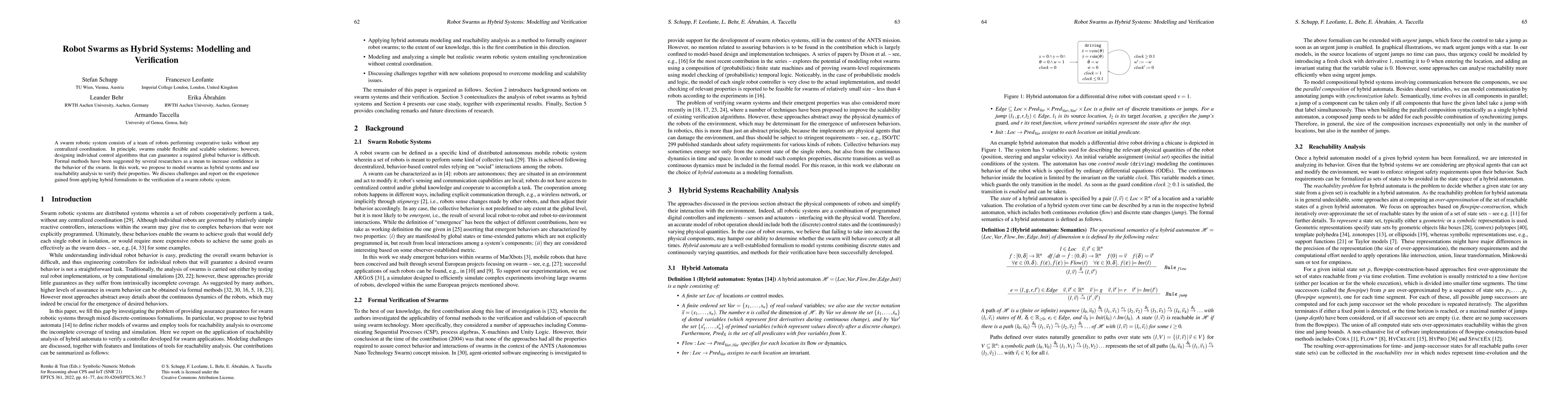 Thumbnail for Robot Swarms as Hybrid Systems: Modelling and Verification