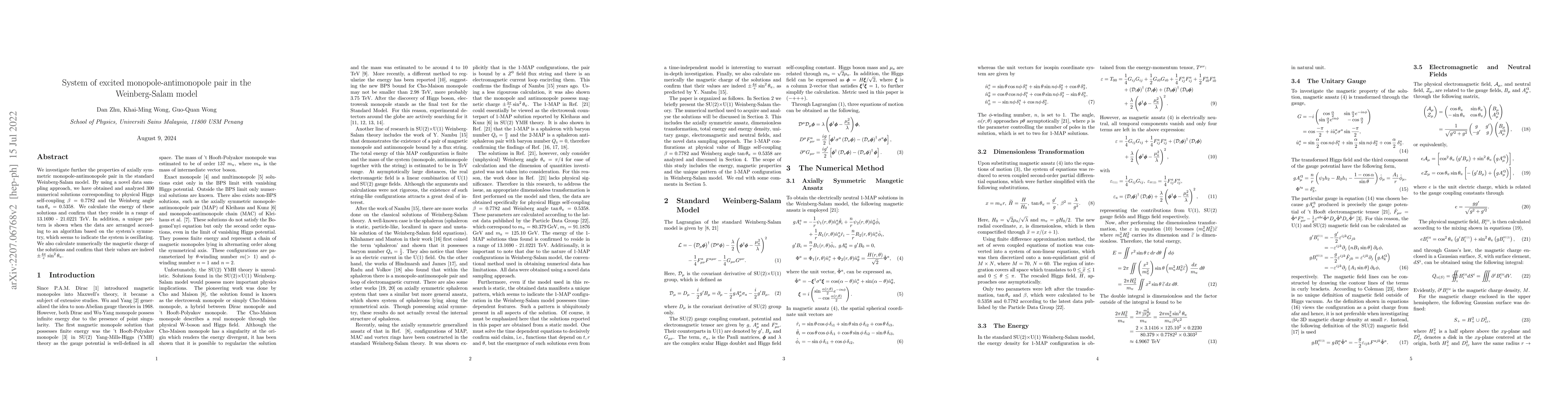 Thumbnail for System of excited monopole-antimonopole pair in the Weinberg-Salam model