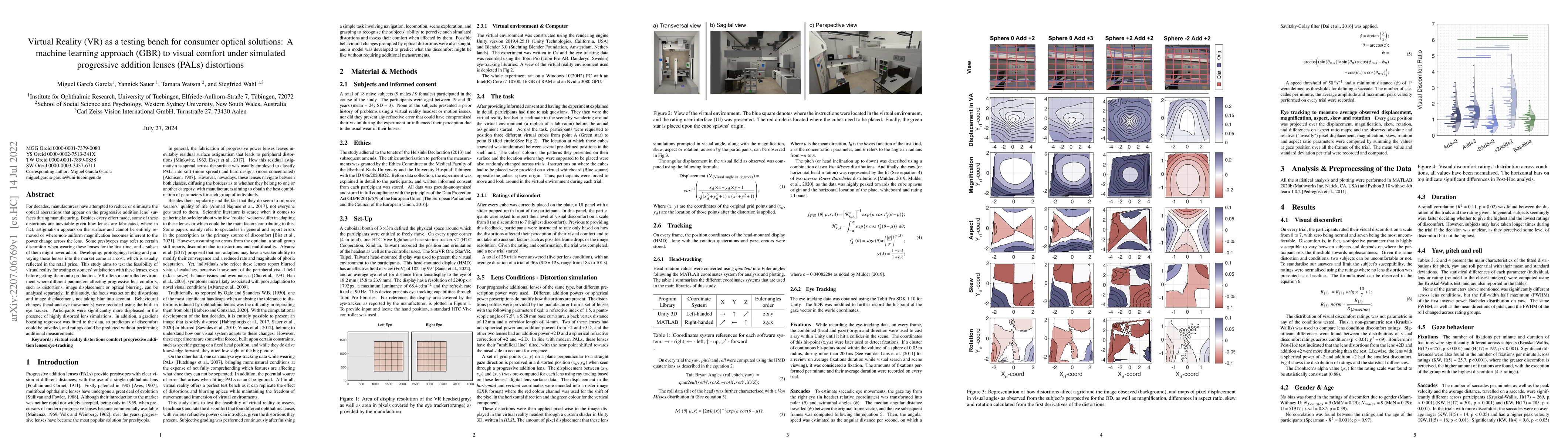 Thumbnail for Virtual reality (VR) as a testing bench for consumer optical solutions:
  A machine learning approach (GBR) to visual comfort under simulated
  progressive addition lenses (PALS) distortions