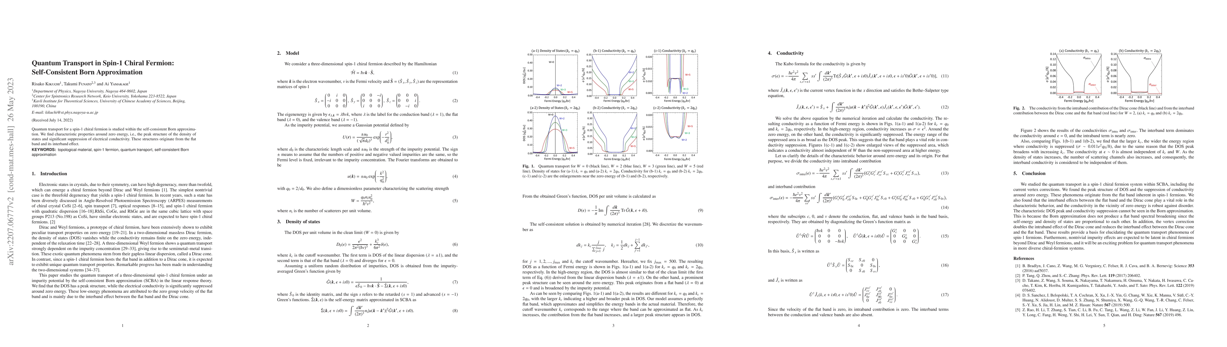 Thumbnail for Quantum Transport in Spin-1 Chiral Fermion: Self-Consistent Born
  Approximation