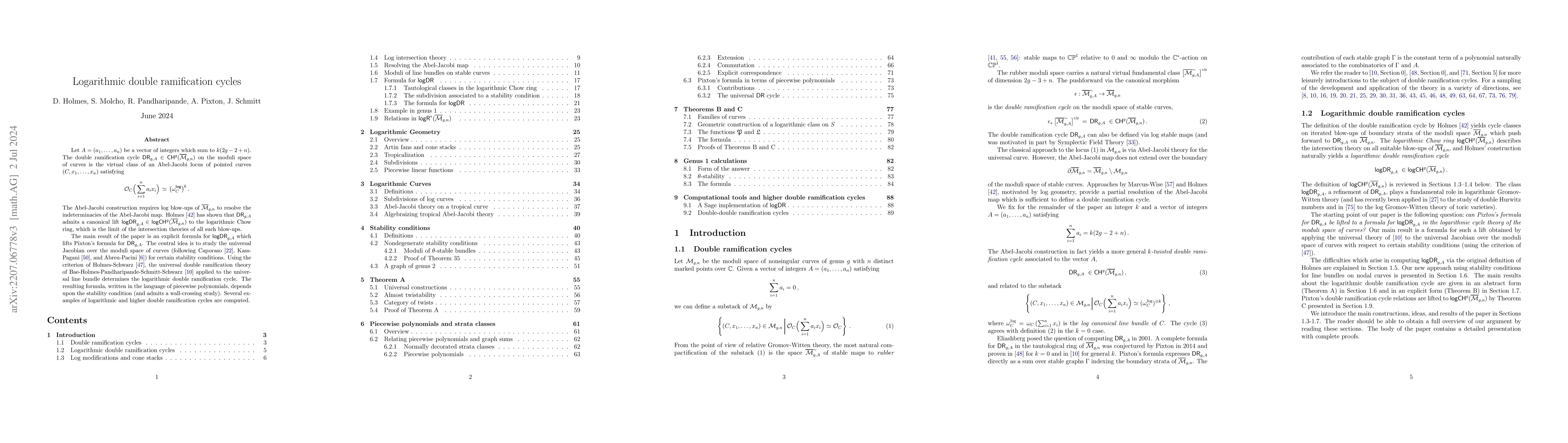 Thumbnail for Logarithmic double ramification cycles