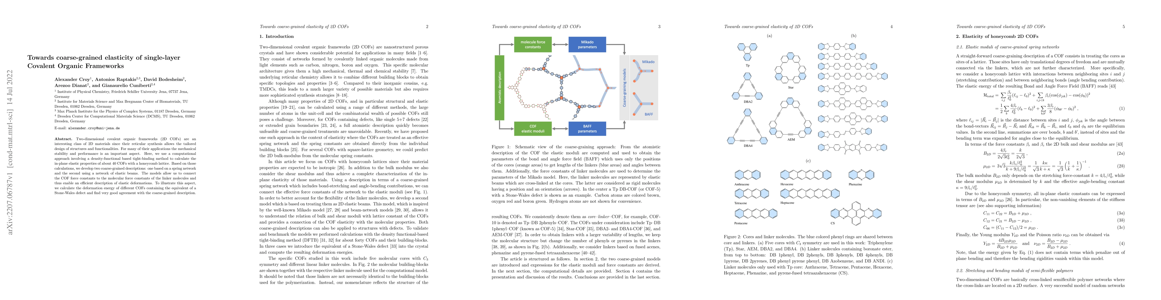 Thumbnail for Towards coarse-grained elasticity of single-layer Covalent Organic
  Frameworks