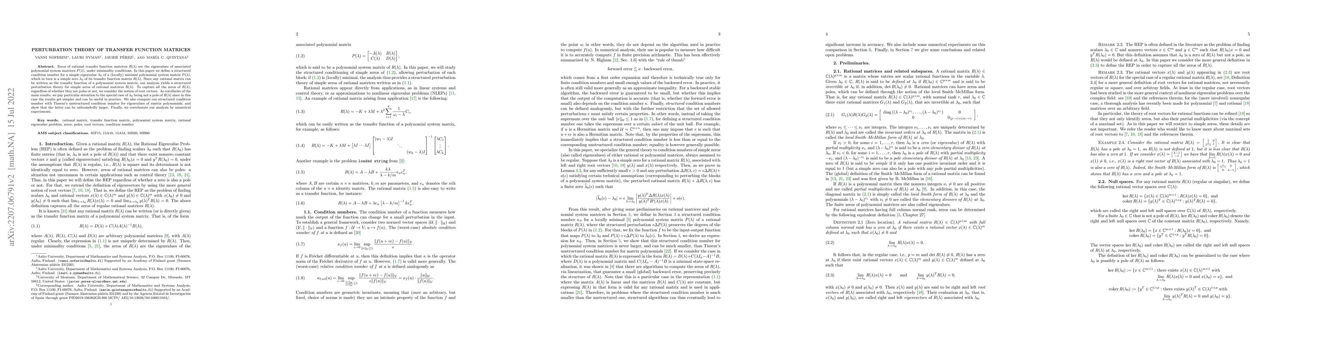 Thumbnail for Perturbation theory of transfer function matrices