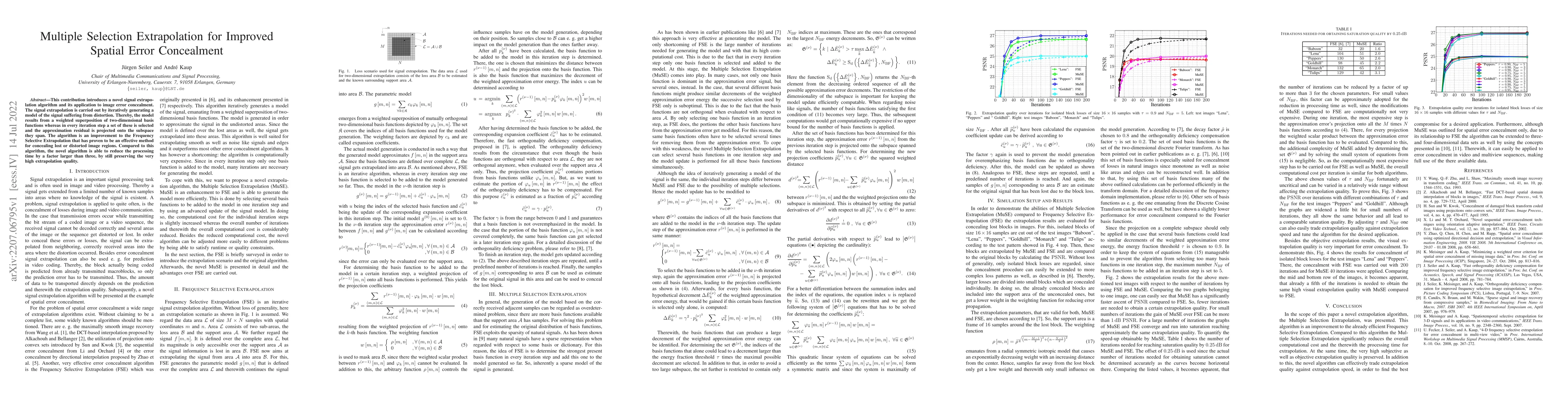 Thumbnail for Multiple Selection Extrapolation for Improved Spatial Error Concealment