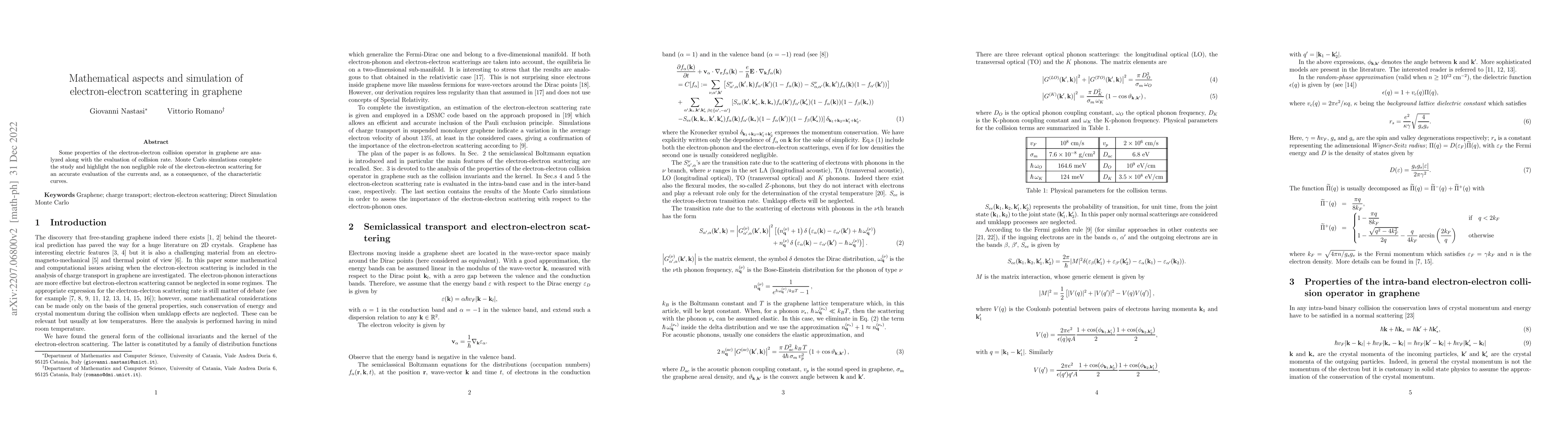 Thumbnail for Mathematical aspects and simulation of electron-electron scattering in
  graphene