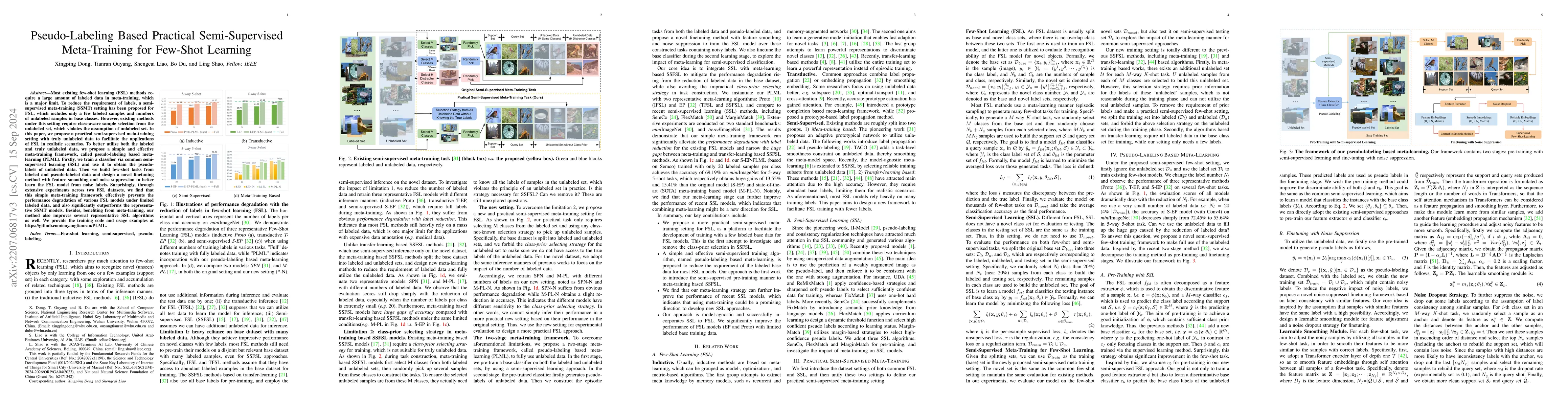 Thumbnail for Pseudo-Labeling Based Practical Semi-Supervised Meta-Training for
  Few-Shot Learning
