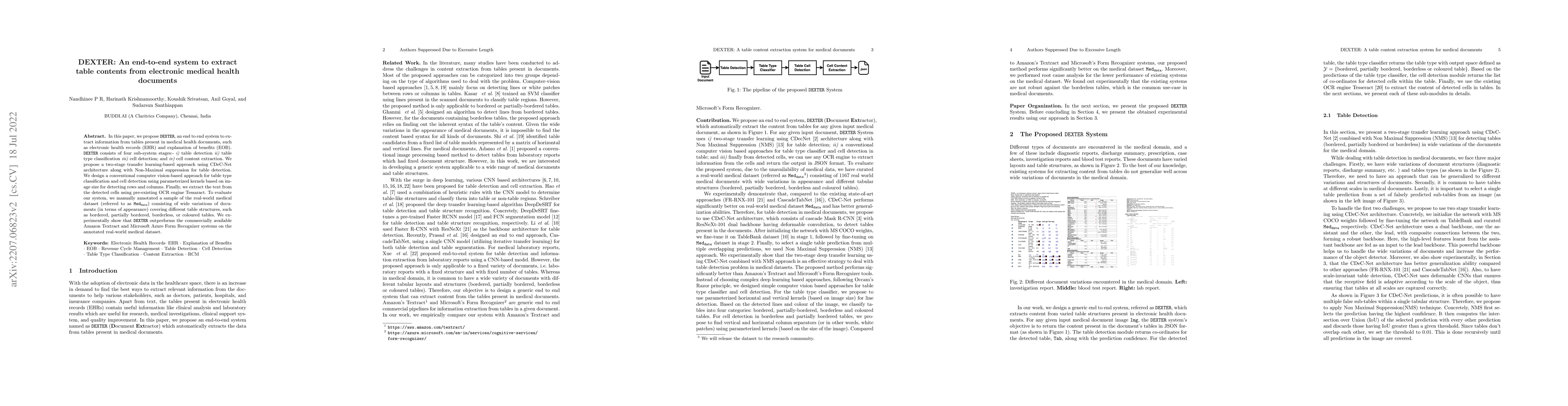 Thumbnail for DEXTER: An end-to-end system to extract table contents from electronic
  medical health documents