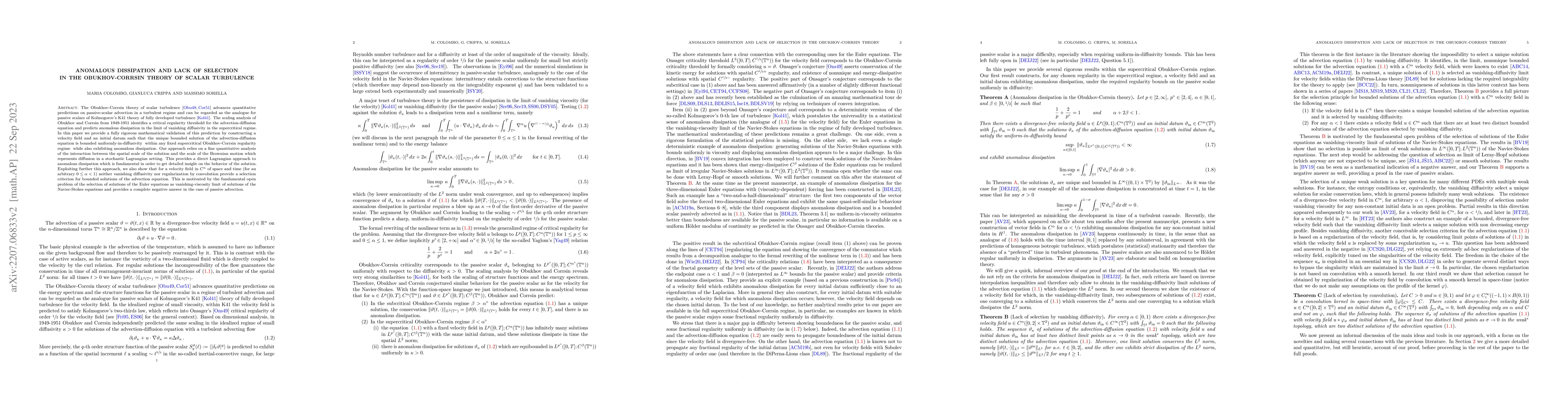 Thumbnail for Anomalous dissipation and lack of selection in the Obukhov-Corrsin
  theory of scalar turbulence