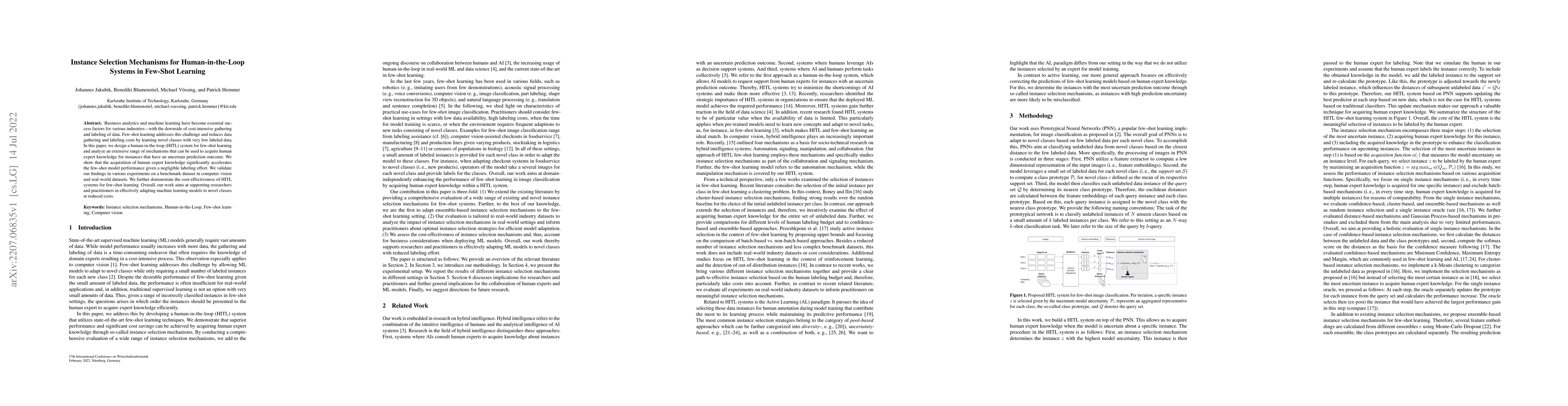 Thumbnail for Instance Selection Mechanisms for Human-in-the-Loop Systems in Few-Shot
  Learning