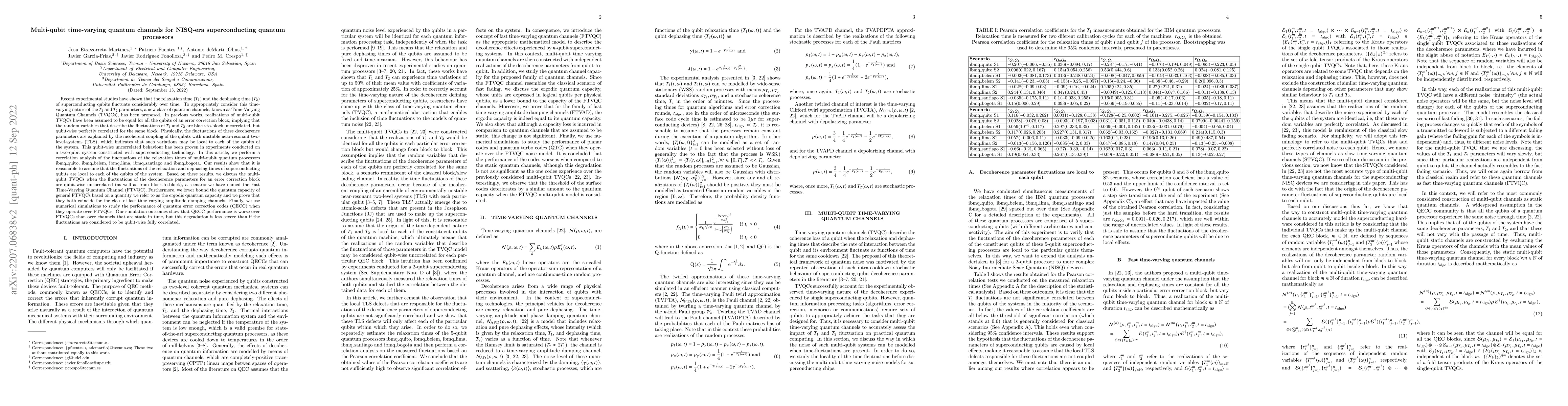 Thumbnail for Multi-qubit time-varying quantum channels for NISQ-era superconducting
  quantum processors