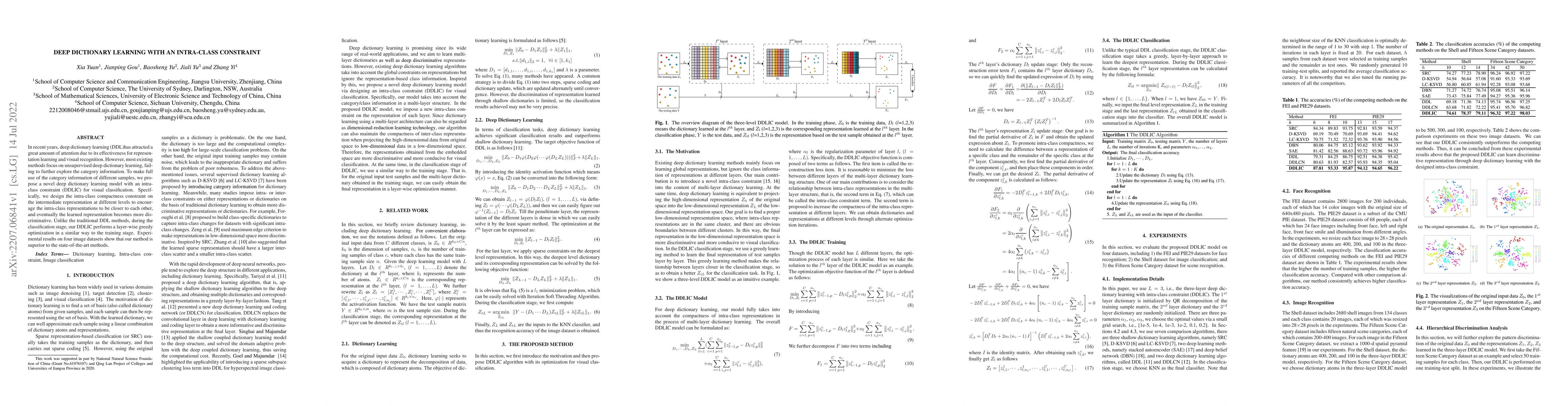 Thumbnail for Deep Dictionary Learning with An Intra-class Constraint