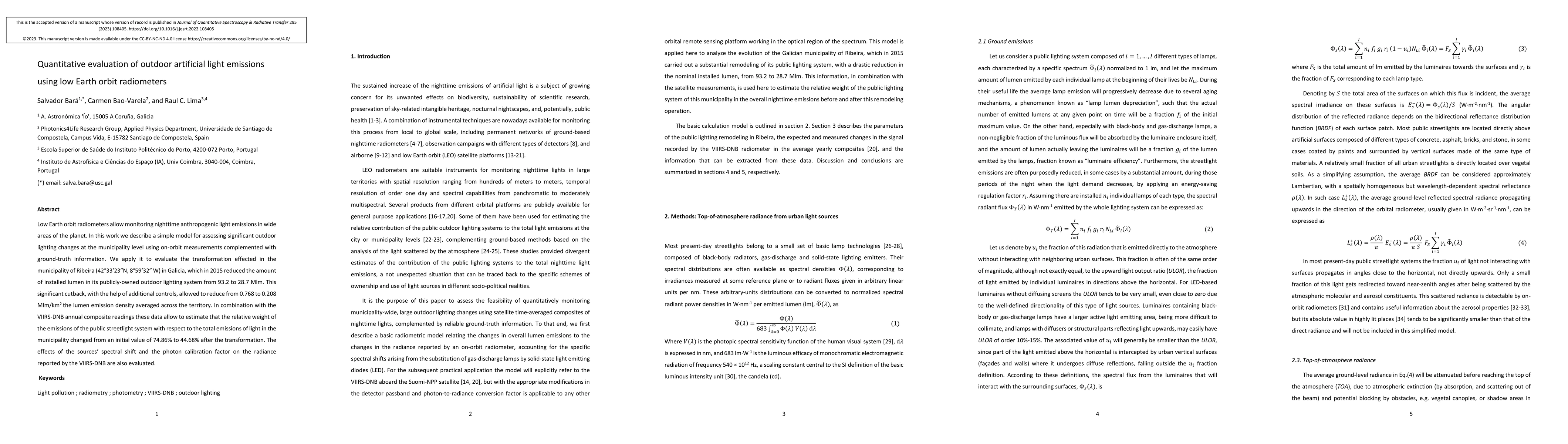 Thumbnail for Quantitative evaluation of outdoor artificial light emissions using low
  Earth orbit radiometers