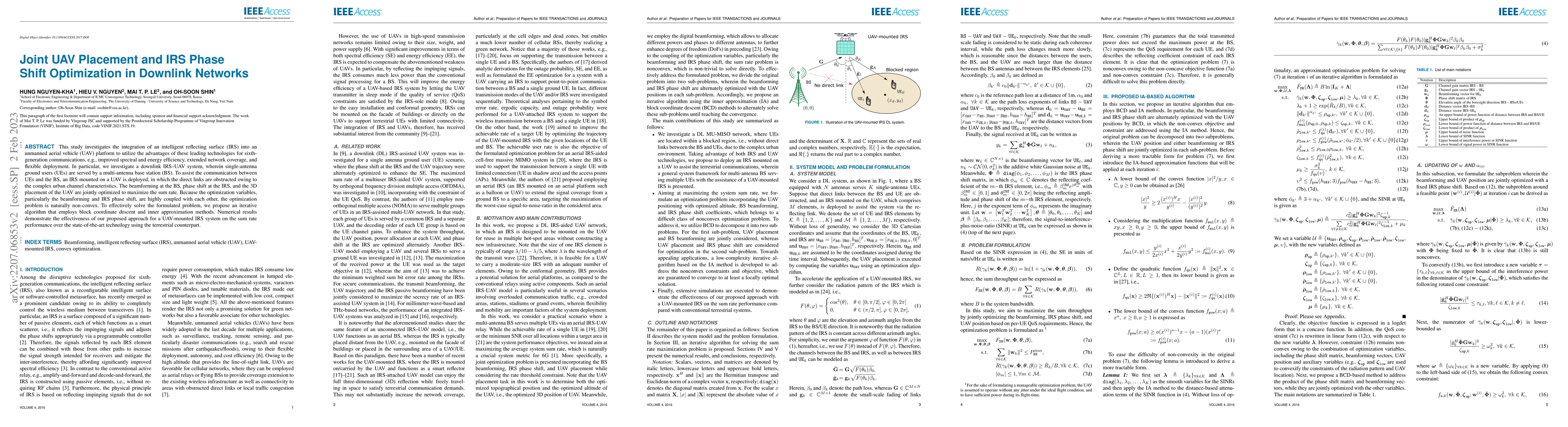Thumbnail for Joint UAV Placement and IRS Phase Shift Optimization in Downlink
  Networks