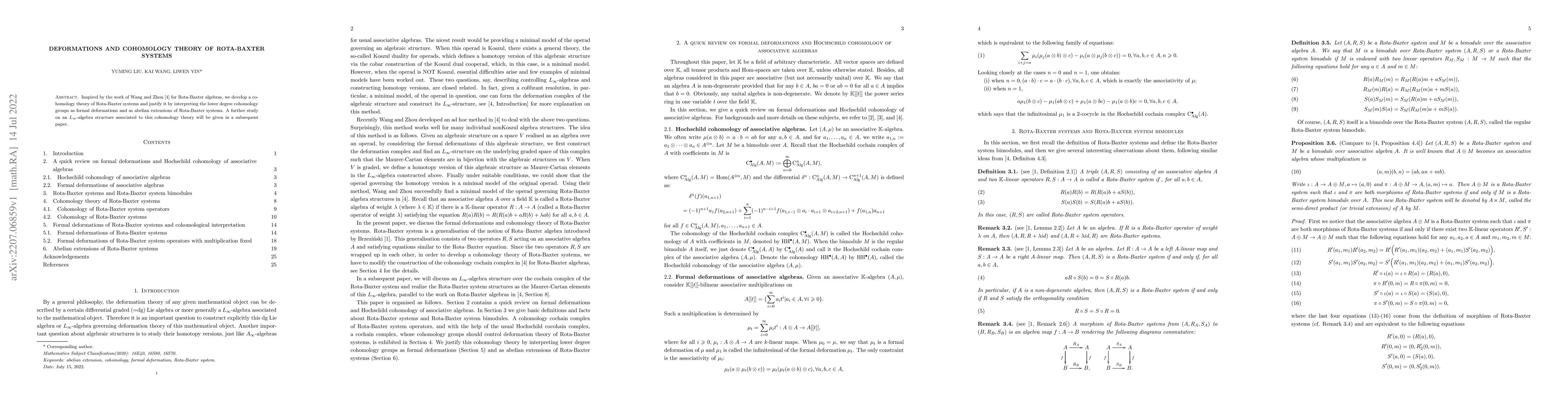 Thumbnail for Deformations and Cohomology Theory of Rota-Baxter Systems