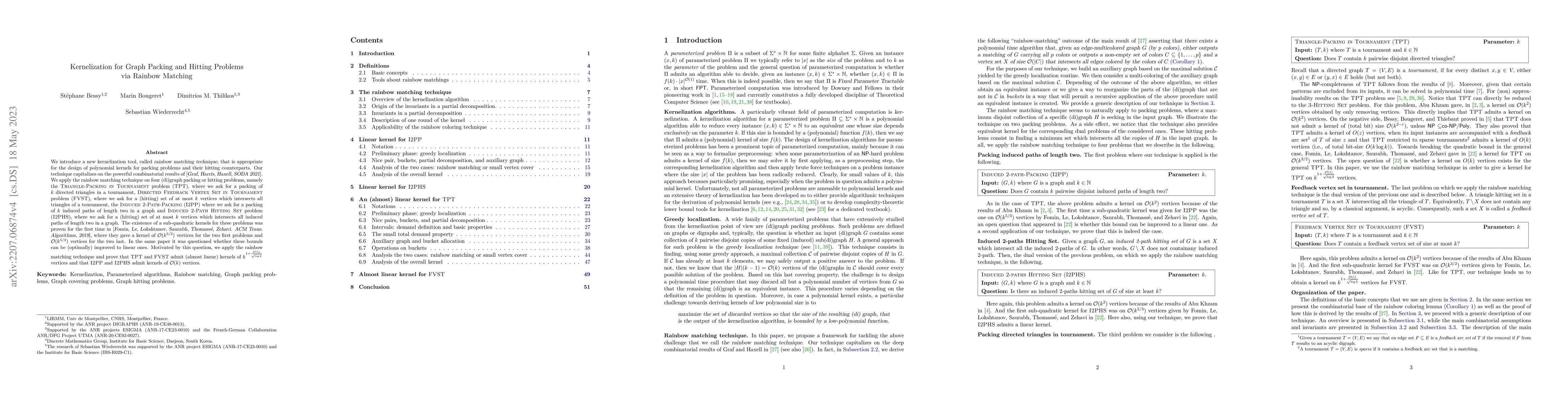 Thumbnail for Kernelization for Graph Packing Problems via Rainbow Matching