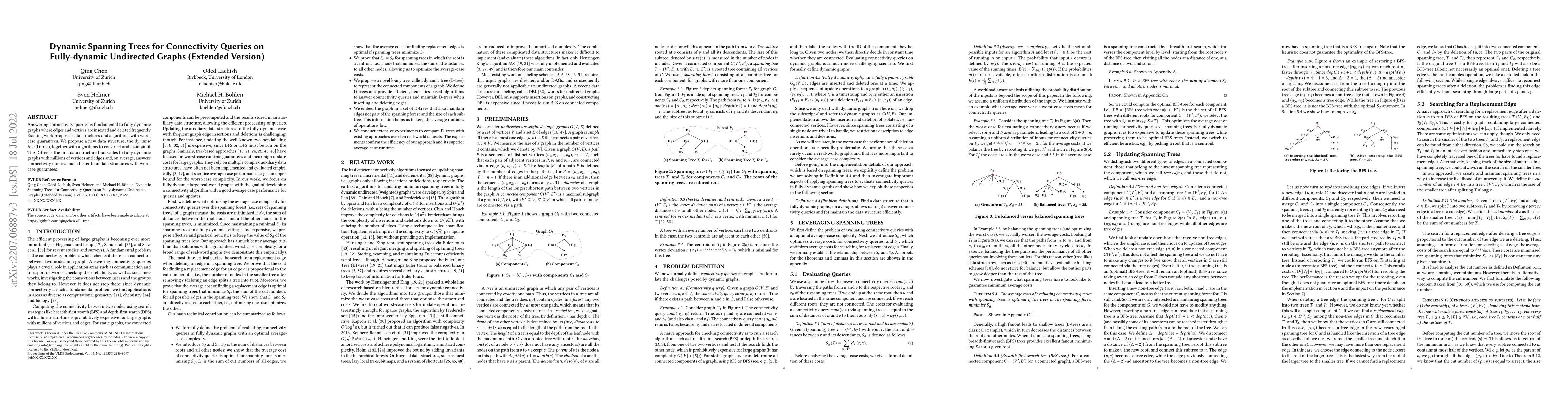 Thumbnail for Dynamic Spanning Trees for Connectivity Queries on Fully-dynamic
  Undirected Graphs (Extended version)