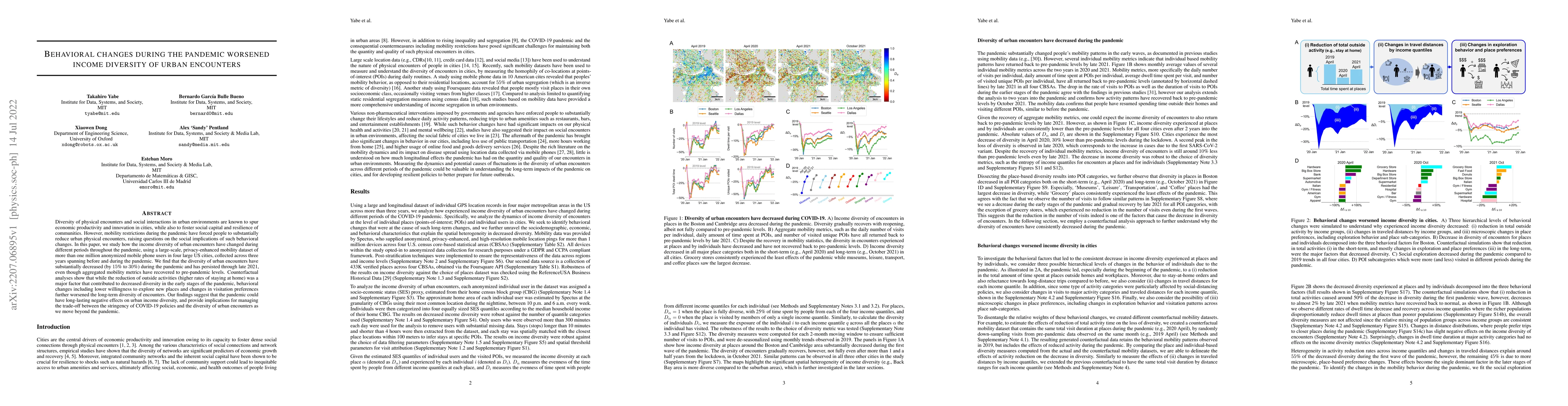 Thumbnail for Behavioral changes during the pandemic worsened income diversity of
  urban encounters