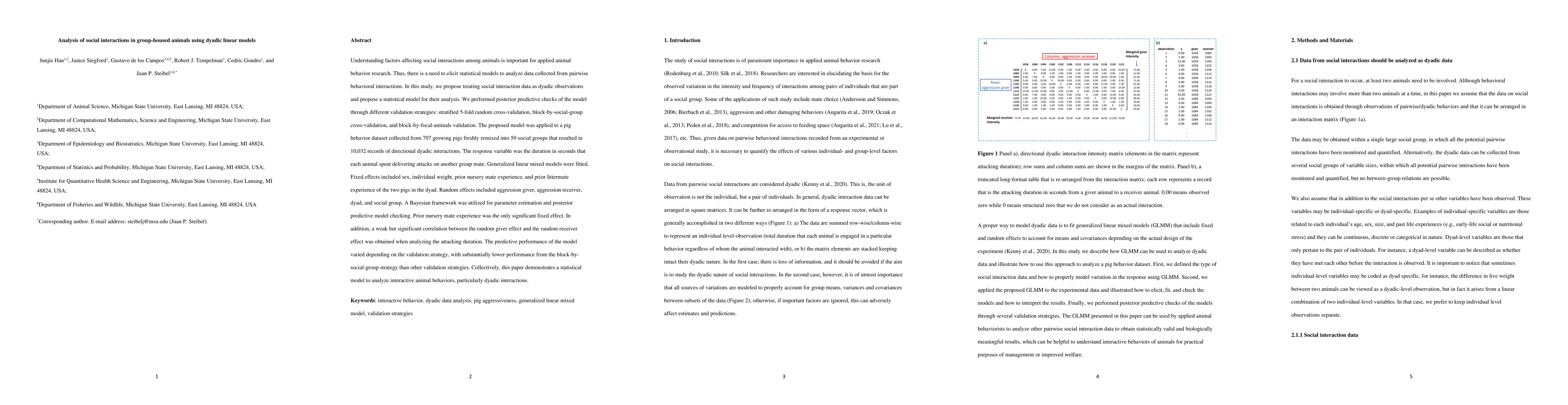 Thumbnail for Analysis of social interactions in group-housed animals using dyadic
  linear models