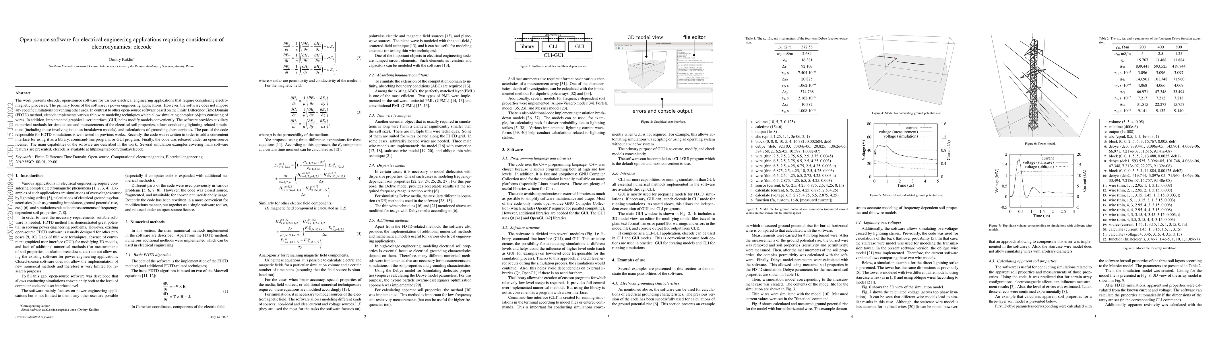 Thumbnail for Open-source software for electrical engineering applications requiring
  consideration of electrodynamics: elecode