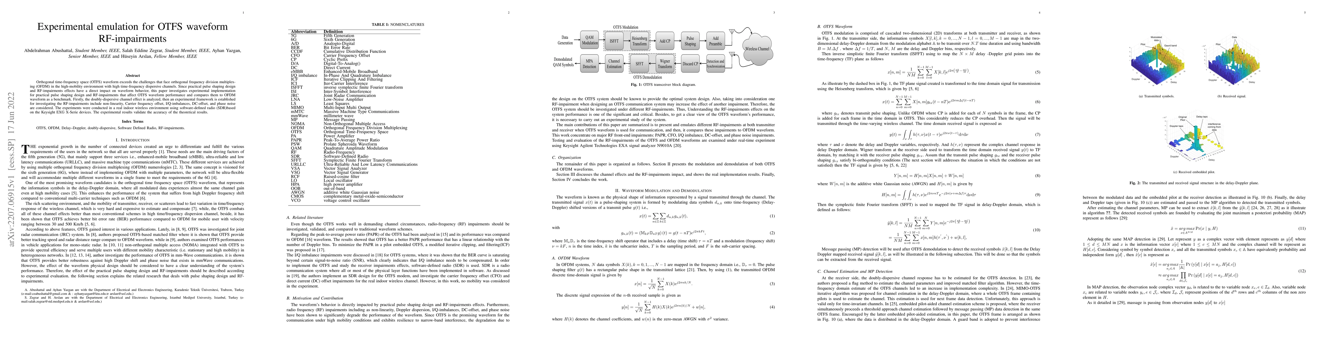 Thumbnail for Experimental emulation for OTFS waveform RF-impairments