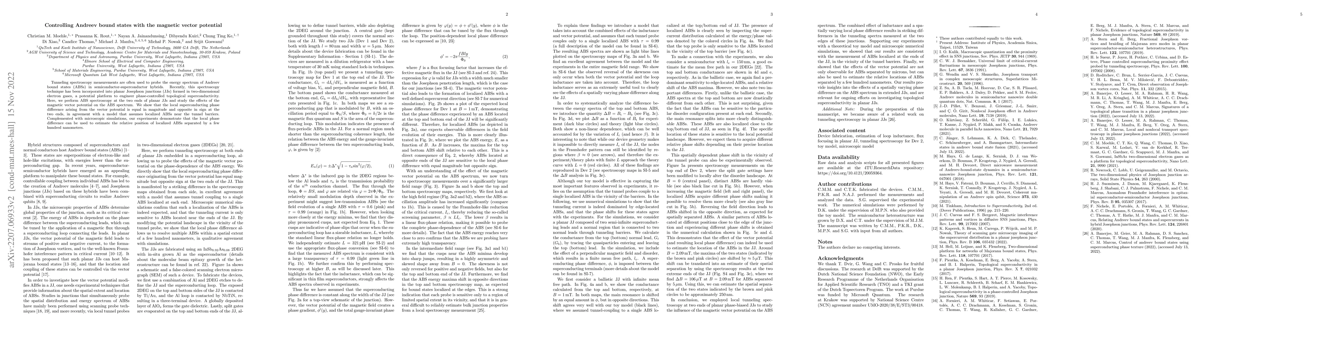 Thumbnail for Controlling Andreev bound states with the magnetic vector potential
