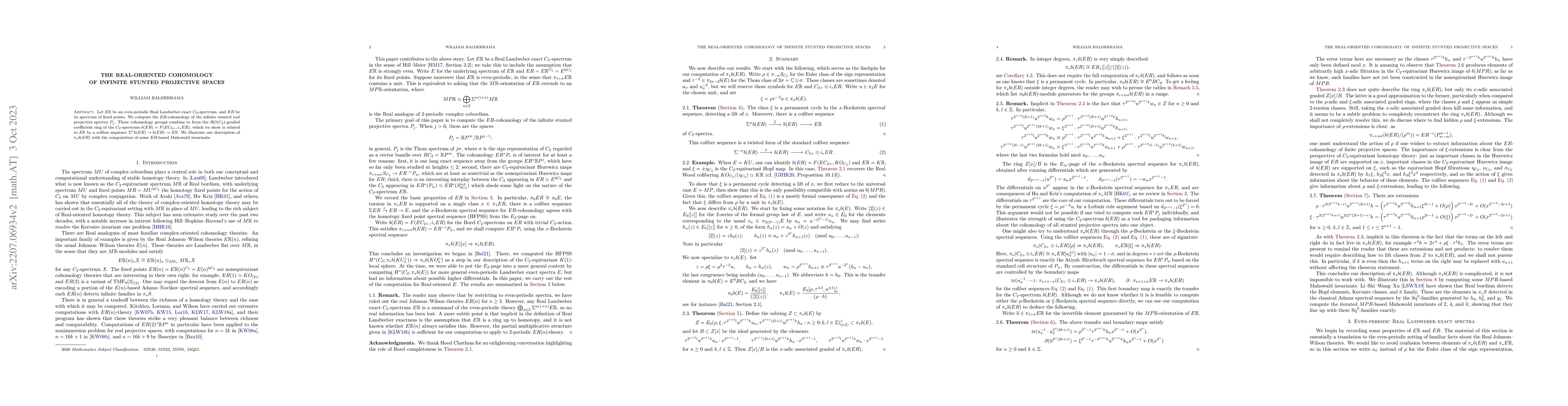 Thumbnail for The Real-oriented cohomology of infinite stunted projective spaces
