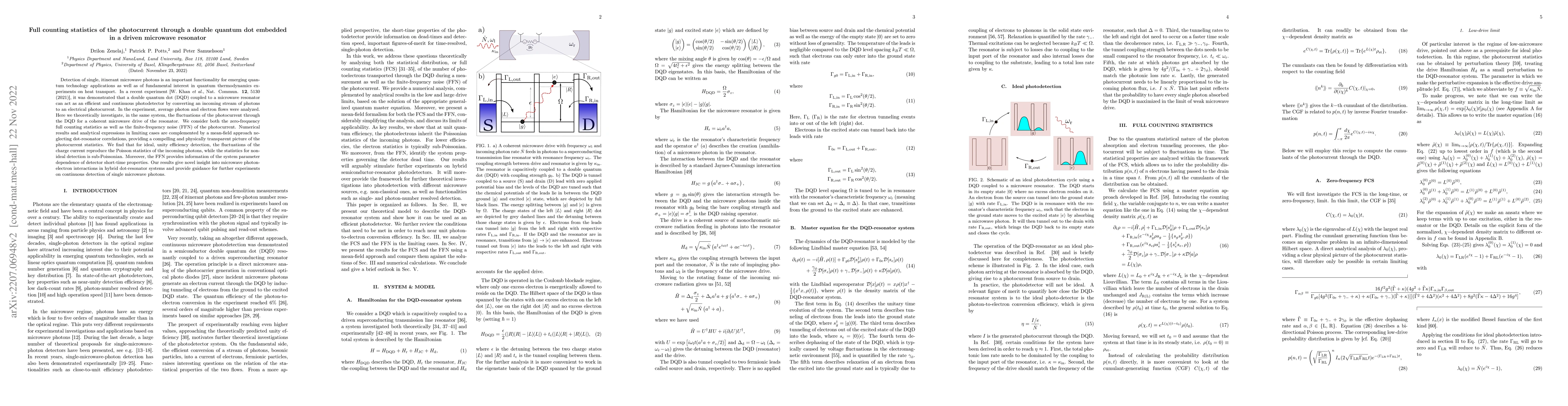 Thumbnail for Full counting statistics of the photocurrent through a double quantum
  dot embedded in a driven microwave resonator