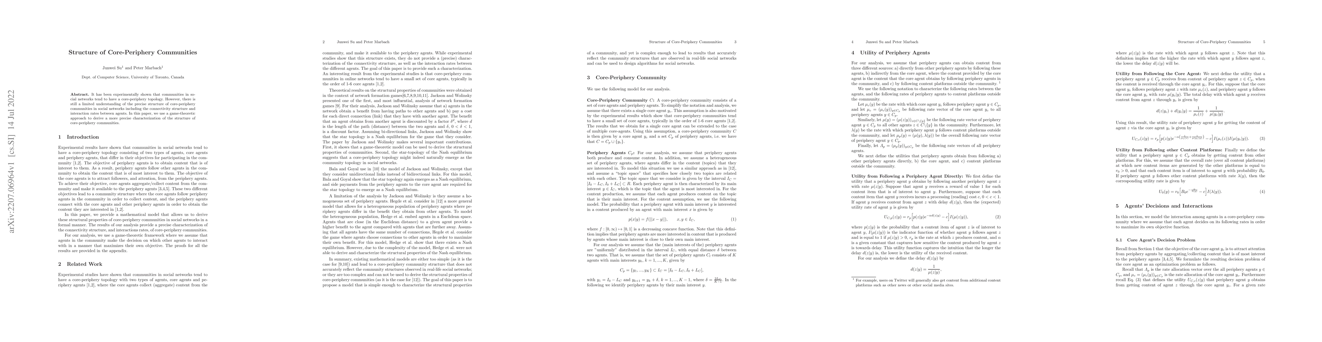 Thumbnail for Structure of Core-Periphery Communities