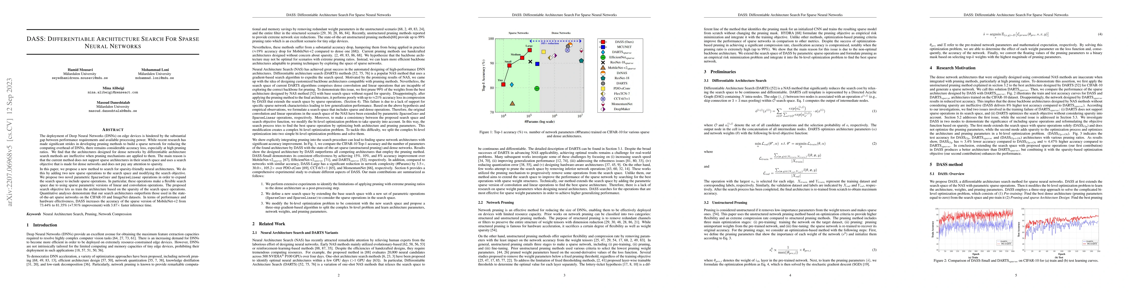 Thumbnail for DASS: Differentiable Architecture Search for Sparse neural networks