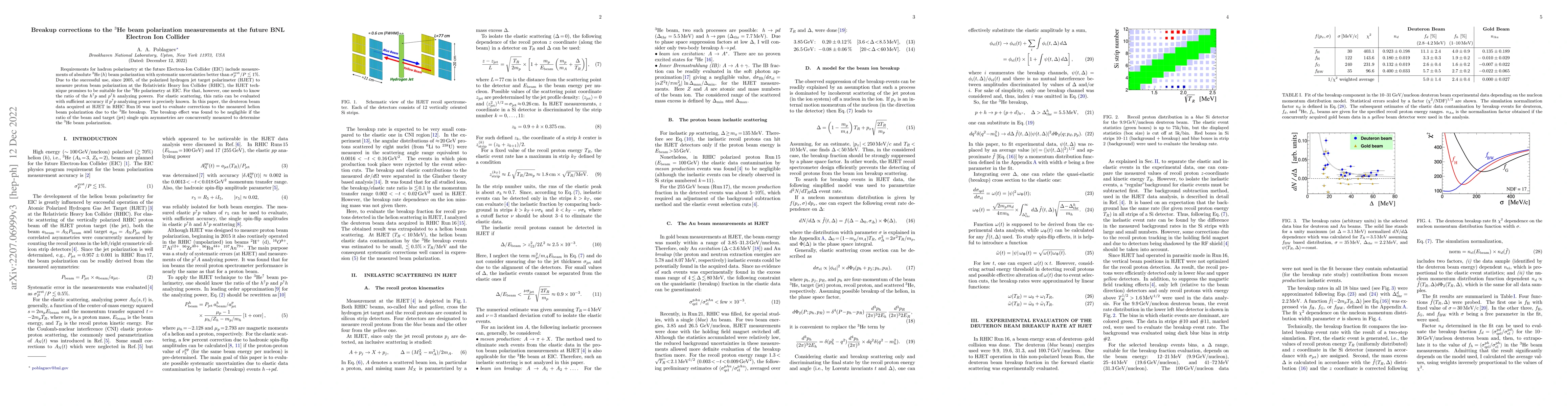 Thumbnail for Breakup corrections to the ${}^3$He beam polarization measurements at
  the future BNL Electron Ion Collider