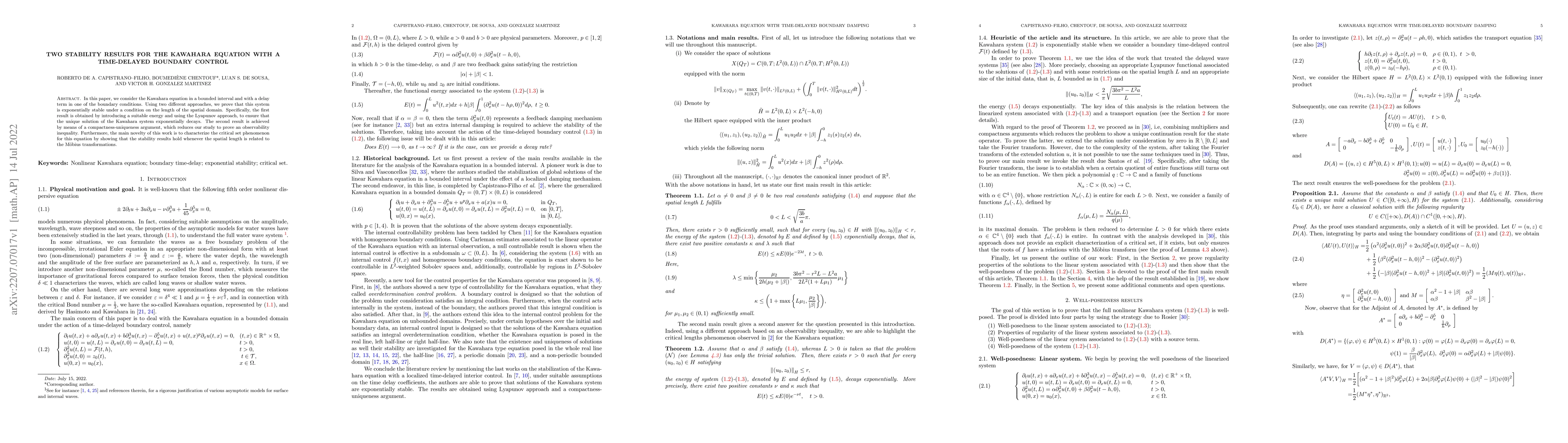 Thumbnail for Two stability results for the Kawahara equation with a time-delayed
  boundary control