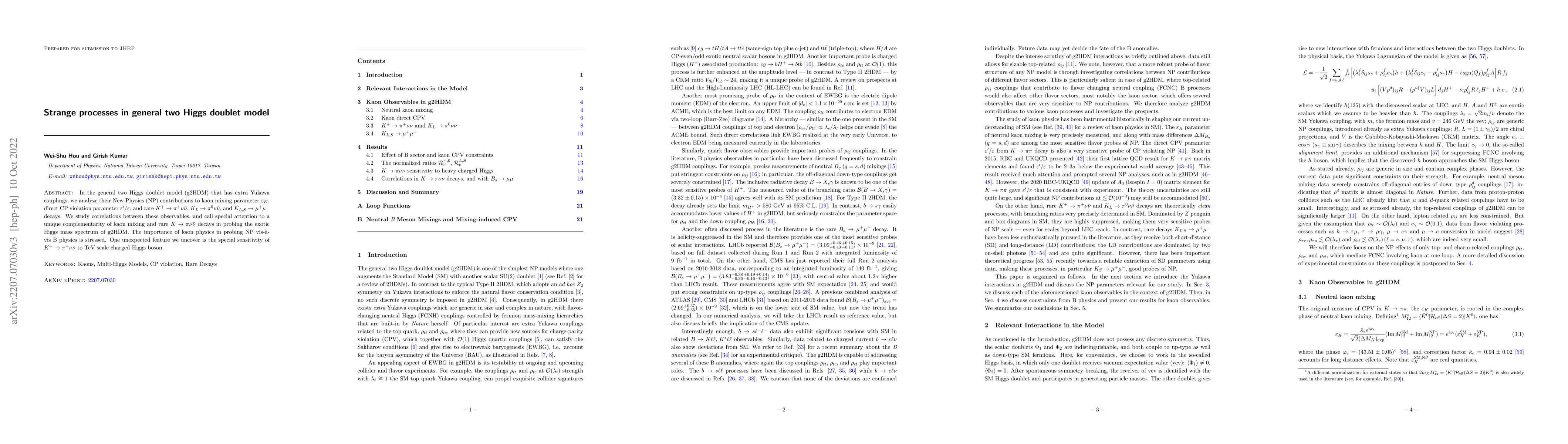 Thumbnail for Strange processes in general two Higgs doublet model