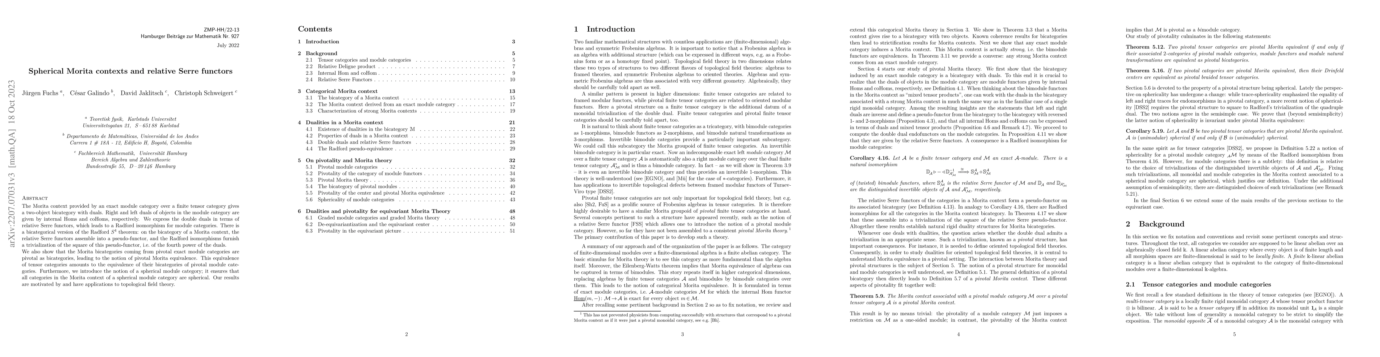 Thumbnail for Spherical Morita contexts and relative Serre functors