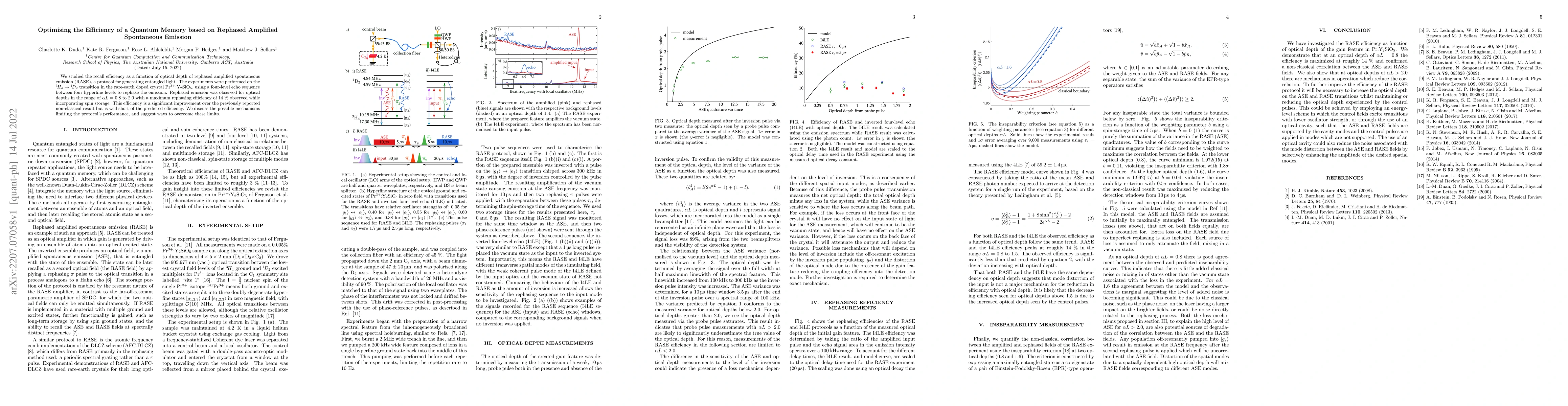 Thumbnail for Optimising the Efficiency of a Quantum Memory based on Rephased
  Amplified Spontaneous Emission