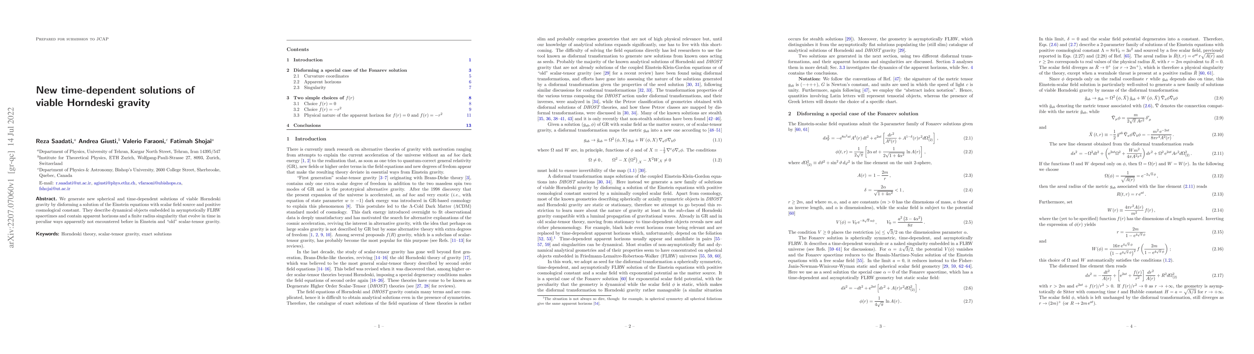 Thumbnail for New time-dependent solutions of viable Horndeski gravity