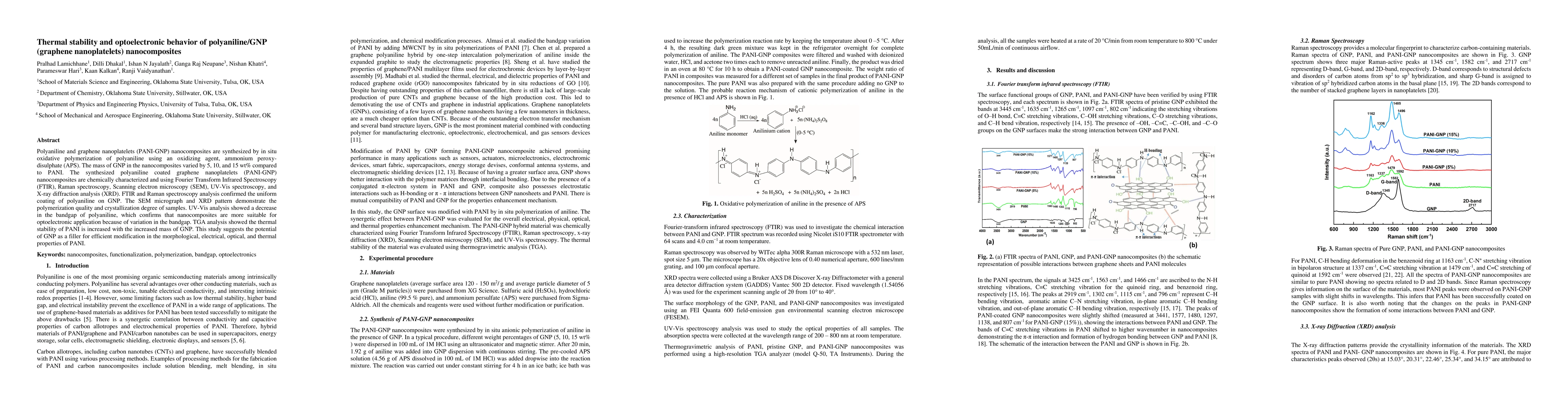 Thumbnail for Thermal stability and optoelectronic behavior of polyaniline/GNP
  (graphene nanoplatelets) nanocomposites