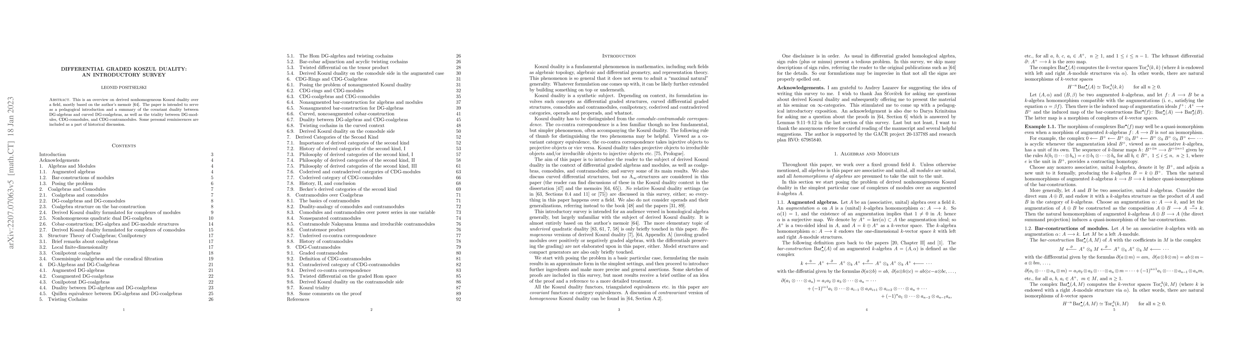 Thumbnail for Differential graded Koszul duality: an introductory survey