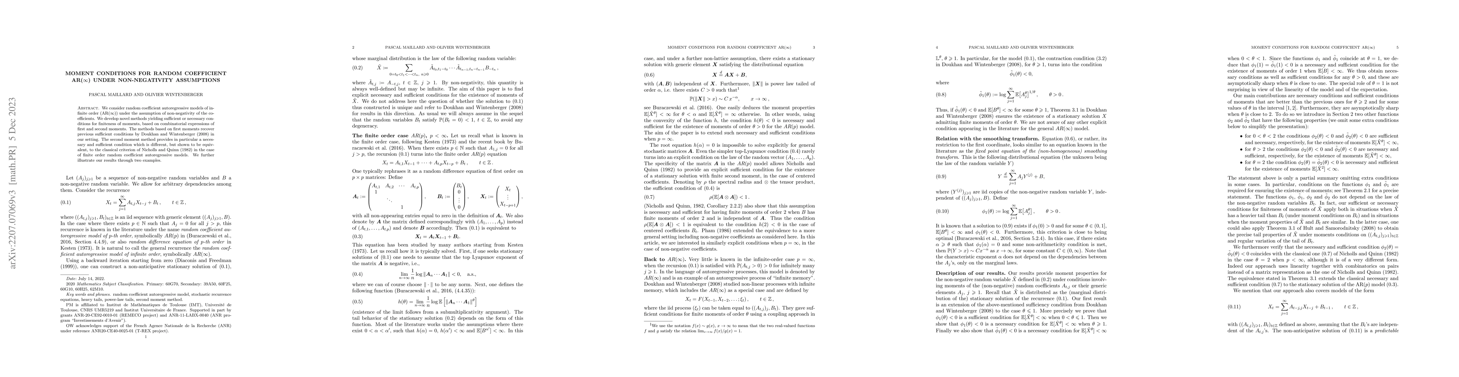 Thumbnail for Moment conditions for random coefficient AR($\infty$) under
  non-negativity assumptions