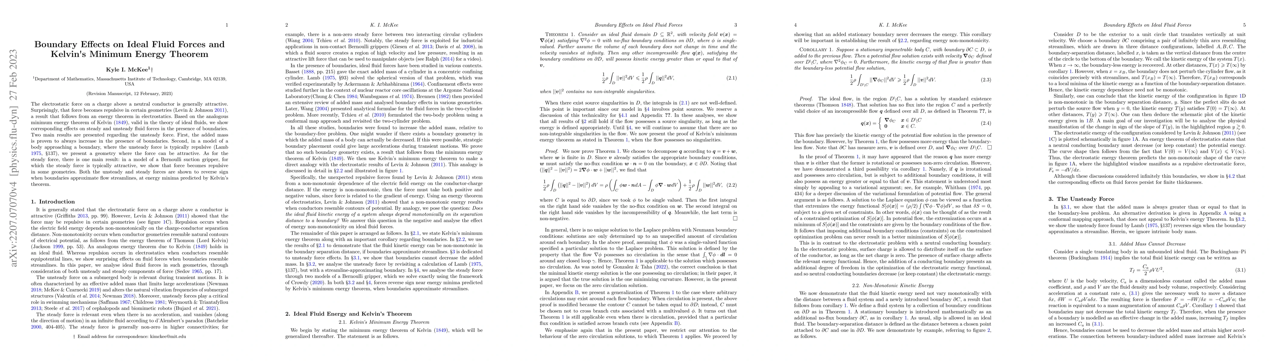 Thumbnail for Boundary Effects on Ideal Fluid Forces and Kelvin's Minimum Energy
  Theorem