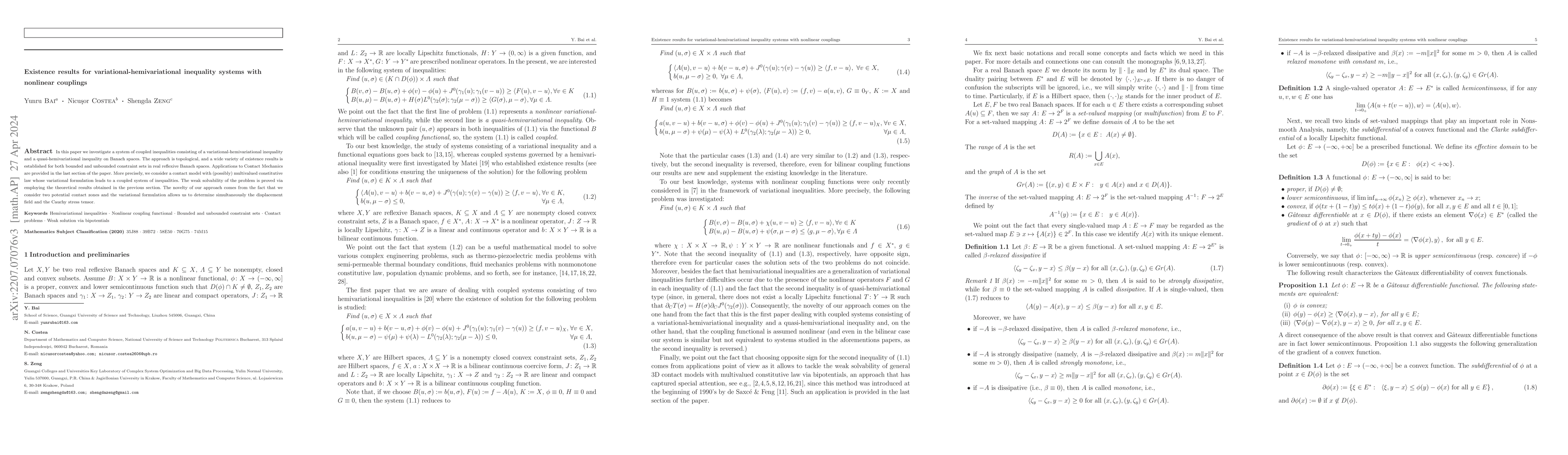 Thumbnail for Existence results for variational-hemivariational inequality systems
  with nonlinear couplings