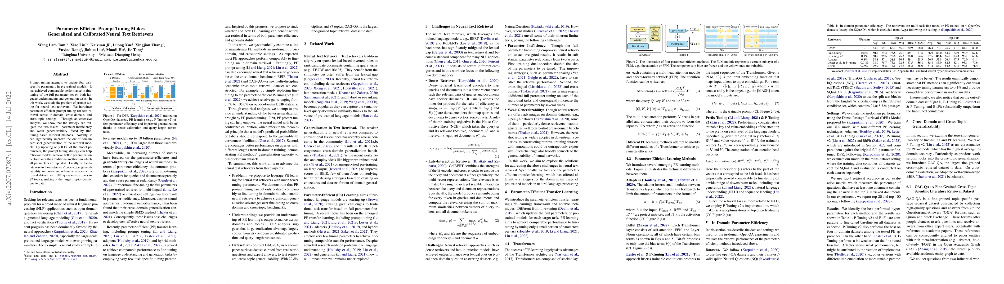 Thumbnail for Parameter-Efficient Prompt Tuning Makes Generalized and Calibrated
  Neural Text Retrievers