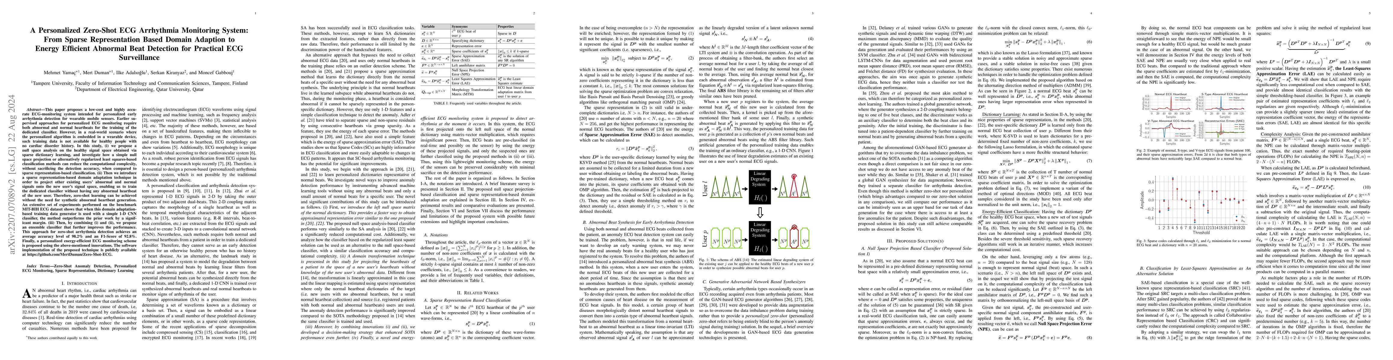 Thumbnail for A Personalized Zero-Shot ECG Arrhythmia Monitoring System: From Sparse
  Representation Based Domain Adaption to Energy Efficient Abnormal Beat
  Detection for Practical ECG Surveillance