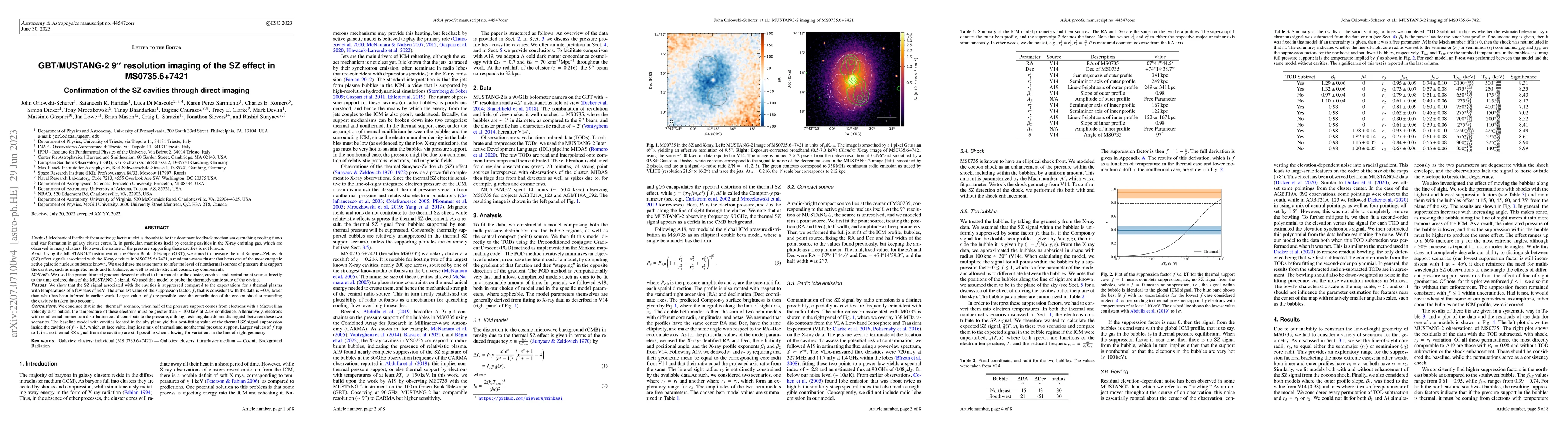 Thumbnail for GBT/MUSTANG-2 9" resolution imaging of the SZ effect in MS0735.6+7421:
  Confirmation of the SZ Cavities through direct imaging