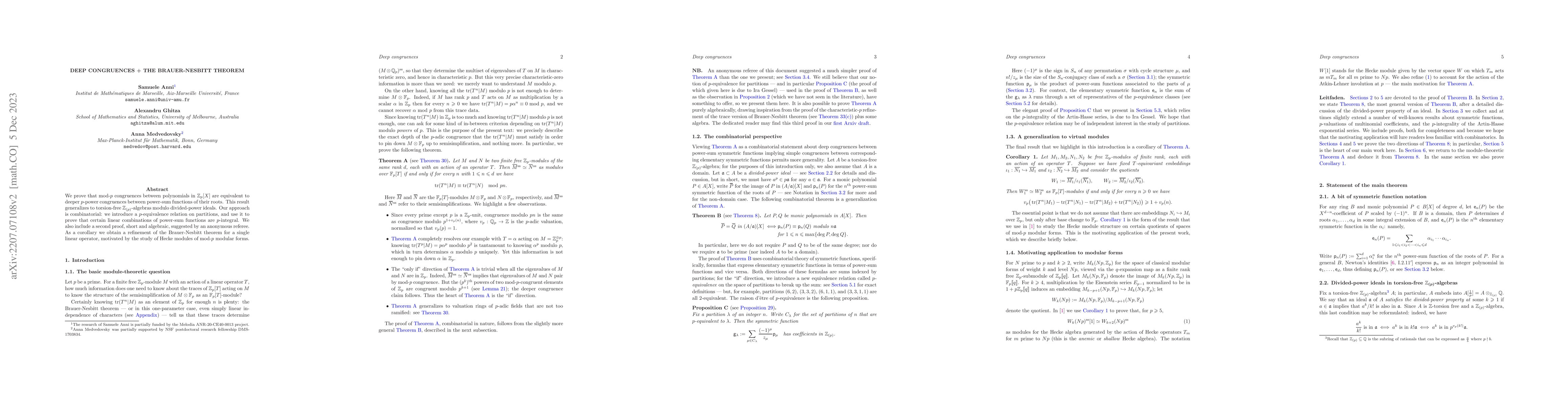Thumbnail for Deep congruences + the Brauer-Nesbitt theorem