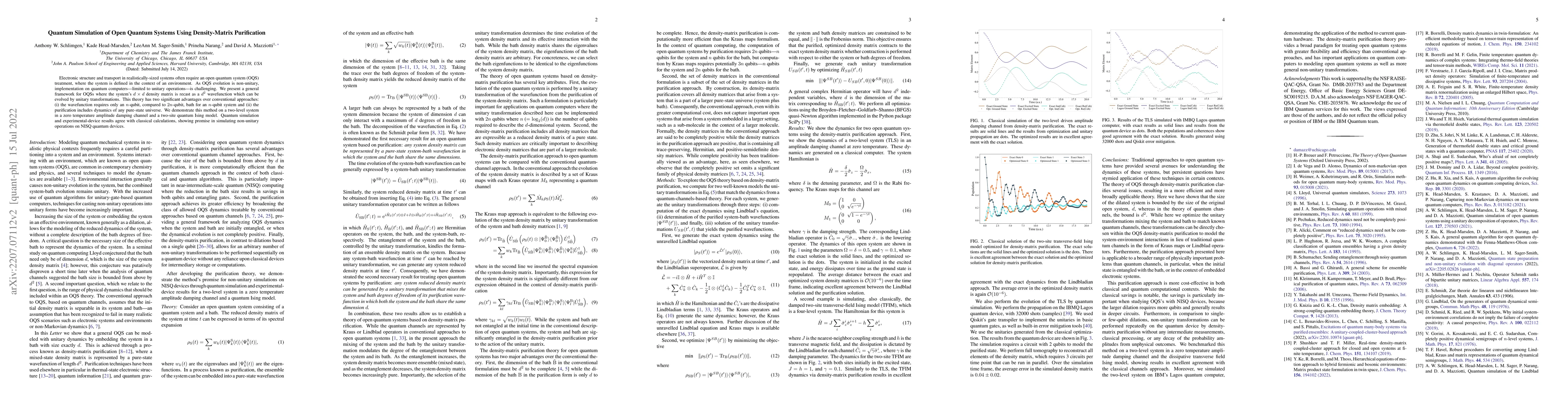 Thumbnail for Quantum Simulation of Open Quantum Systems Using Density-Matrix
  Purification